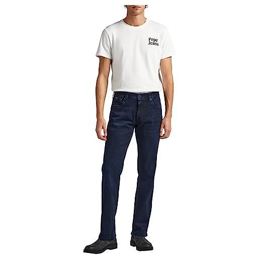 Pepe Jeans kingston zip uomo jeans relaxed fit vita media used, blu (denim-z45), 33w / 30l