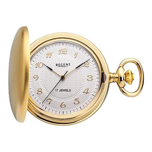 Regent orologio da tasca da uomo savonnette 43 mm meccanico a carica manuale numeri arabi, p-712 - oro opaco