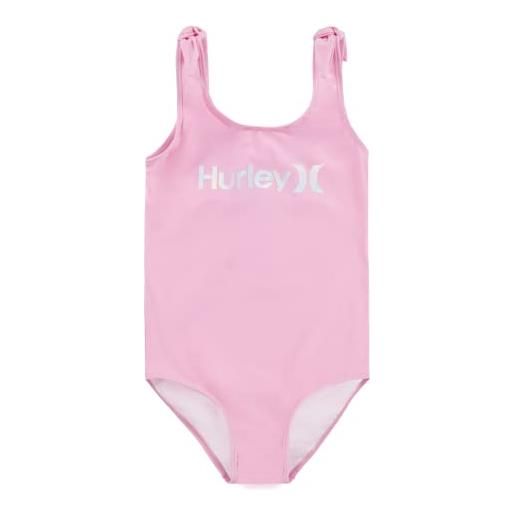 Hurley hrlg shoulder tie 1pc swimsuit costume da bagno intero, rosa, 12 anni bambina