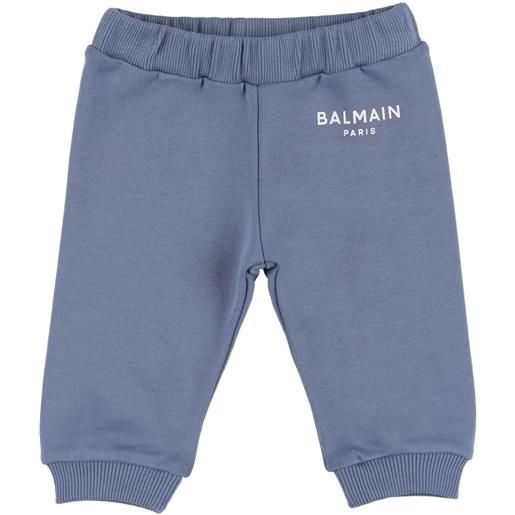BALMAIN pantaloni in felpa di cotone organico / logo