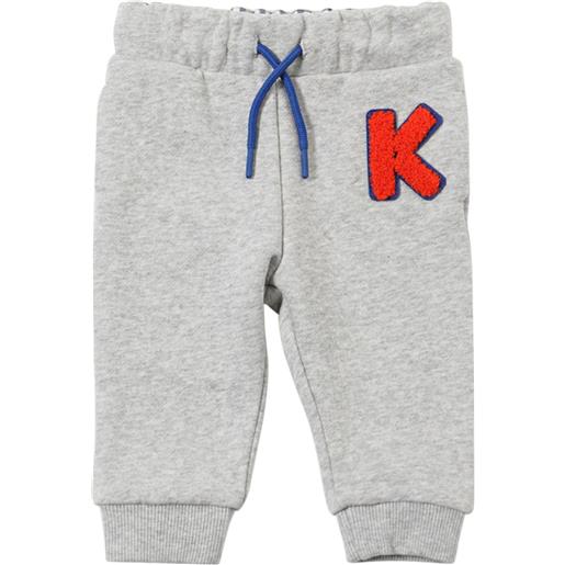 KENZO KIDS pantaloni in felpa di misto cotone / patch logo
