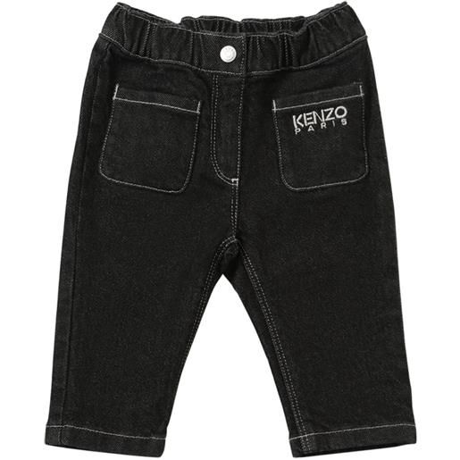 KENZO KIDS jeans in denim di cotone con logo