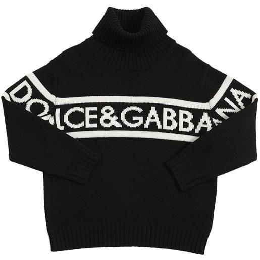 DOLCE & GABBANA maglia collo alto in lana con logo