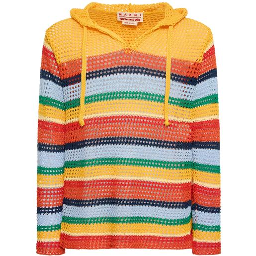 MARNI striped crocheted cotton hoodie