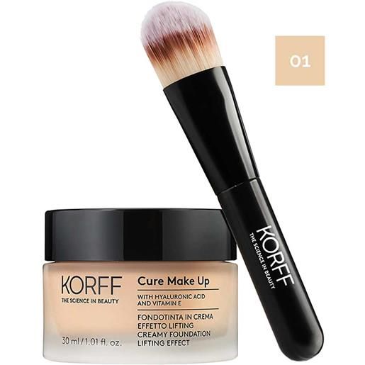 Korff Make Up korff cure make up - fondotinta in crema effetto lifting n. 01, 30ml + pennello