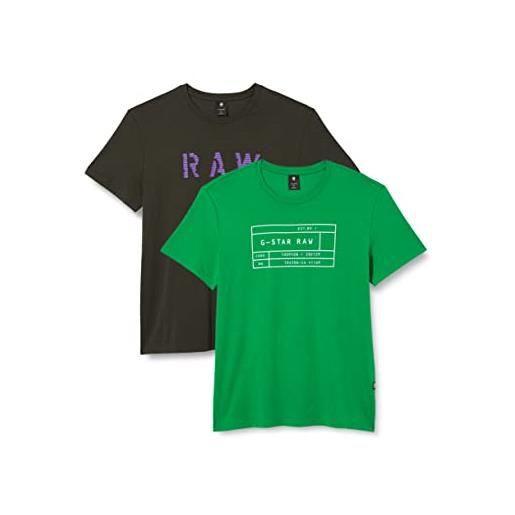 G-STAR RAW men's graphic 2 pack t-shirt, multicolore (dk black/white d22777-336-8746), m