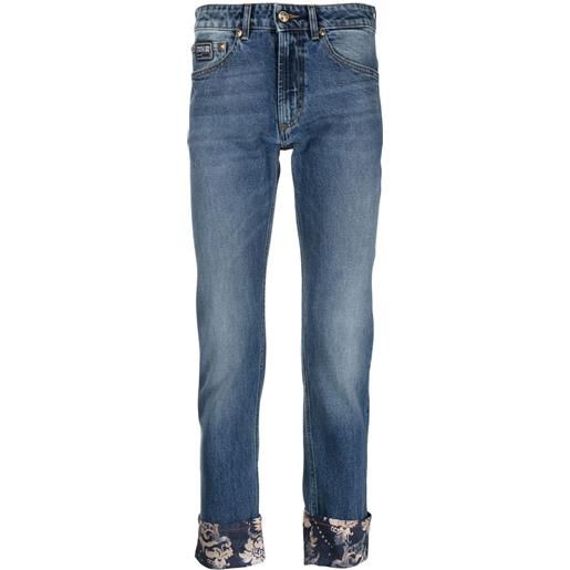 Versace Jeans Couture jeans a fiori crop - blu