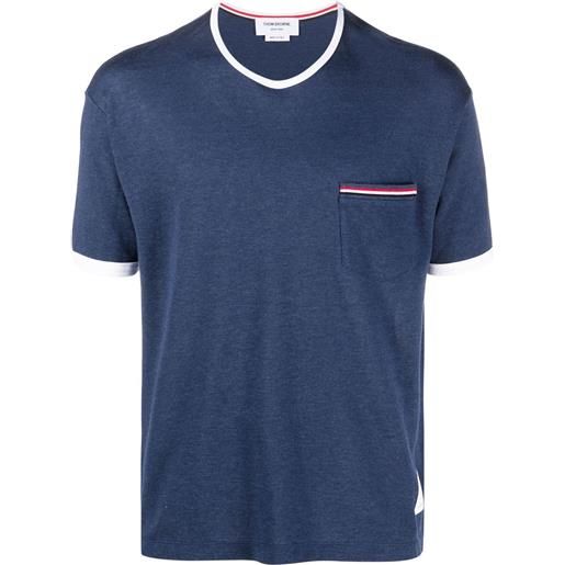 Thom Browne t-shirt con dettagli a righe - blu