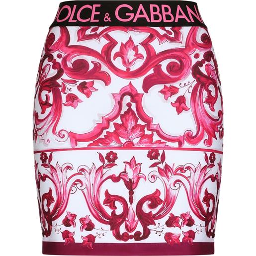 Dolce & Gabbana gonna aderente con stampa maioliche - rosa