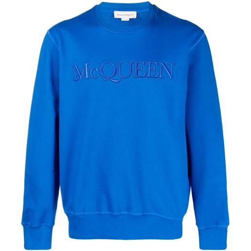 Alexander McQueen felpa girocollo con ricamo - blu