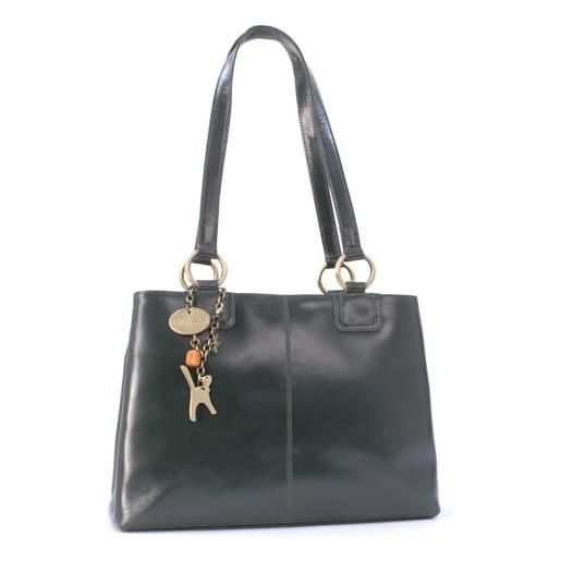 Catwalk Collection Handbags - vera pelle - borsa a spalla/borse a mano/tote - con ciondolo a forma di gatto - bellstone - rosso