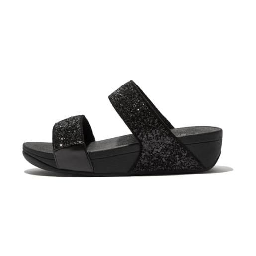 Fitflop lulu slides, infradito donna, glitter nero, 40 eu