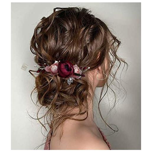 Unicra accessori per capelli da sposa con fiori di vite in cristallo per capelli in argento, per donne e damigelle d'onore