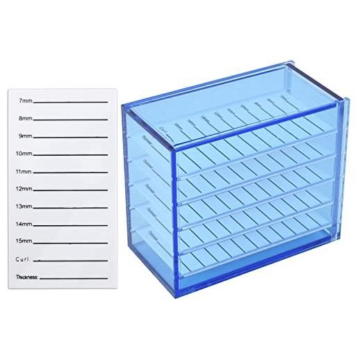 Zimoer storage box ciglia, 5 strati scatola di immagazzinaggio delle ciglia trasparenti in acrilico, organizer lash pad, eyelash case supporto del pallet di trucco per grafting lash extension (blu)