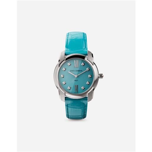 Dolce & Gabbana dg7 watch in steel with turquoise and diamonds