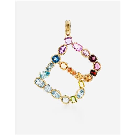 Dolce & Gabbana charm b rainbow alphabet in oro giallo 18kt con gemme multicolore