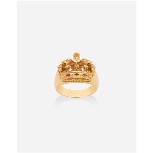 Dolce & Gabbana anello crown con corona in oro giallo, rubini e zaffiro