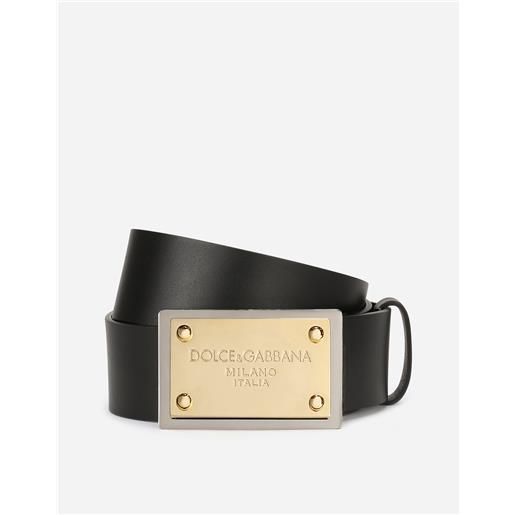 Dolce & Gabbana lux leather belt with branded buckle