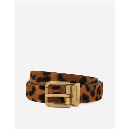 Dolce & Gabbana leopard print belt with pony hair effect
