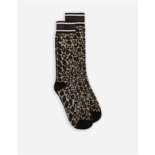 Dolce & Gabbana leopard-print cotton jacquard socks
