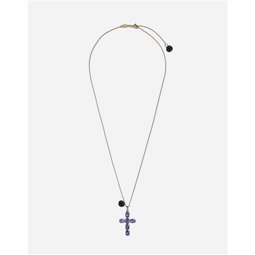 Dolce & Gabbana family cross and rose pendats on yellow gold chain