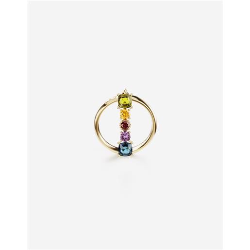 Dolce & Gabbana rainbow alphabet i ring in yellow gold with multicolor fine gems