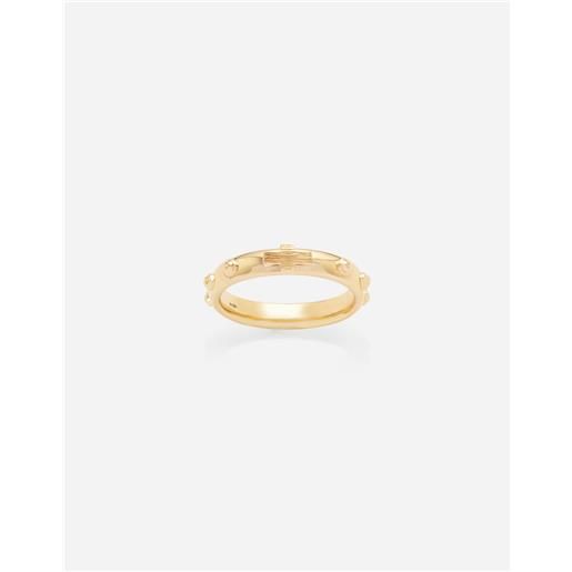 Dolce & Gabbana love yellow gold rossary band with studs and brushed cross
