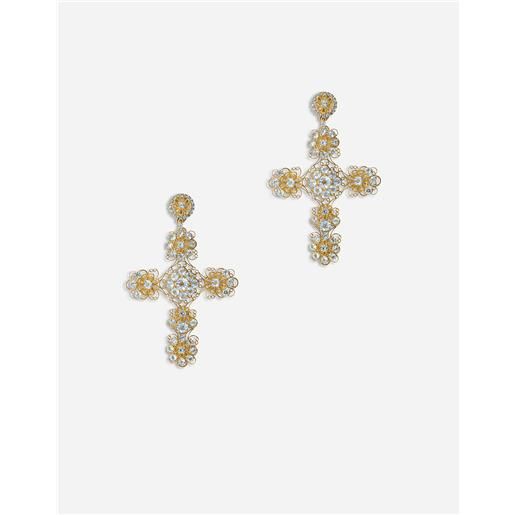 Dolce & Gabbana pizzo earrings in yellow 18kt gold with aquamarines