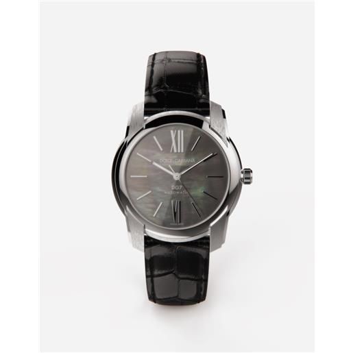 Dolce & Gabbana dg7 watch in steel with black mother of pearl