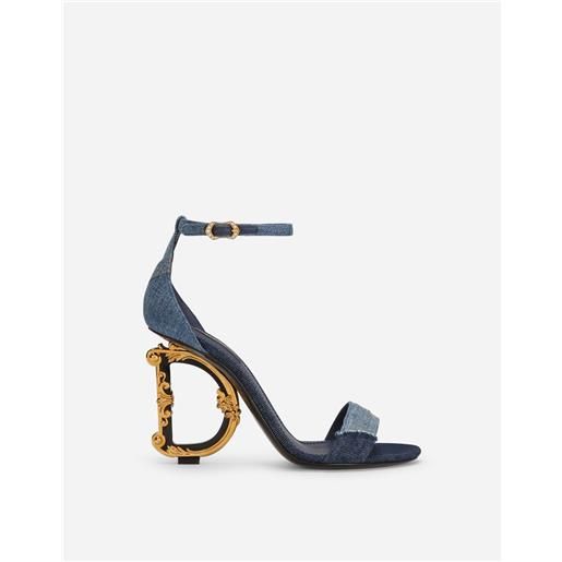 Dolce & Gabbana patchwork denim sandals with baroque dg heel