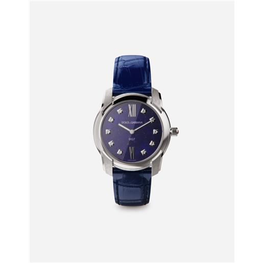 Dolce & Gabbana dg7 watch in steel with lapis lazuli and diamonds