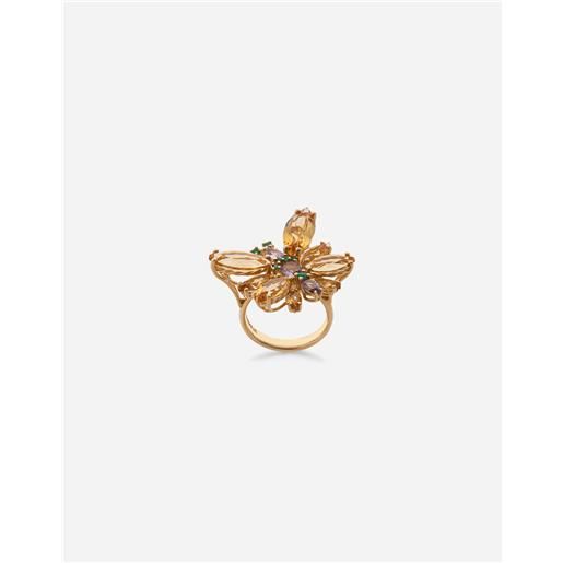 Dolce & Gabbana anello spring in oro giallo 18kt con farfalla citrino