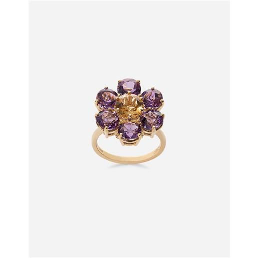 Dolce & Gabbana spring ring in yellow 18kt gold with amethyst floral motif