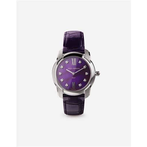 Dolce & Gabbana dg7 watch in steel with sugilite and diamonds