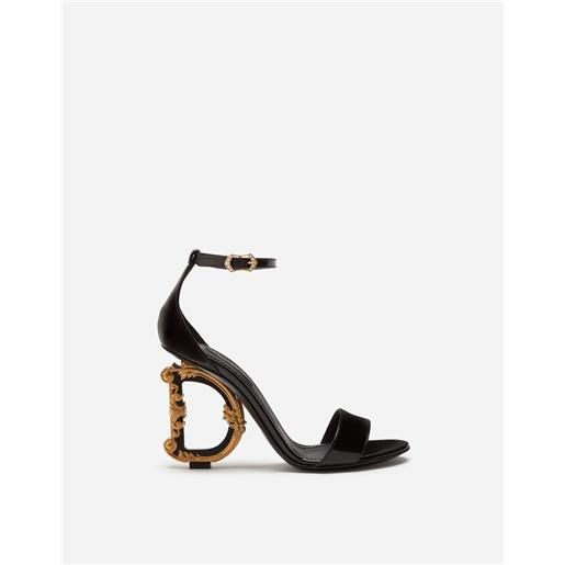 Dolce & Gabbana polished calfskin sandals with dg baroque heel