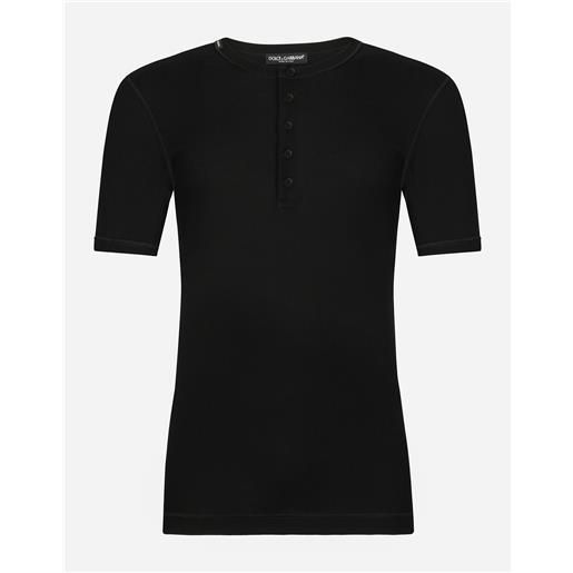 Dolce & Gabbana fine-rib cotton granddad-neck t-shirt
