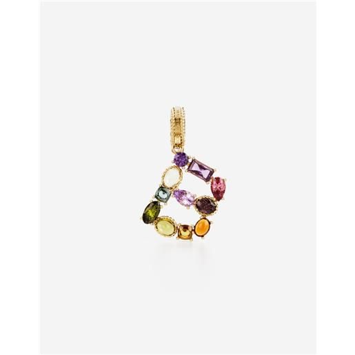 Dolce & Gabbana charm b rainbow alphabet in oro giallo 18kt con gemme multicolore
