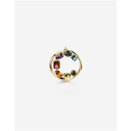 Dolce & Gabbana rainbow alphabet c ring in yellow gold with multicolor fine gems