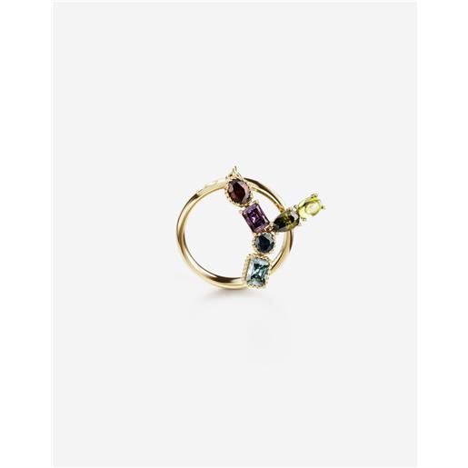 Dolce & Gabbana rainbow alphabet y ring in yellow gold with multicolor fine gems