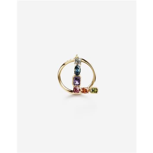 Dolce & Gabbana rainbow alphabet l ring in yellow gold with multicolor fine gems