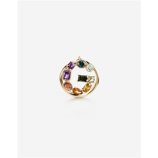 Dolce & Gabbana rainbow alphabet g ring in yellow gold with multicolor fine gems