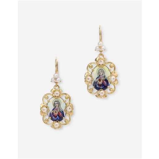 Dolce & Gabbana d. D. Earrings in yellow 18kt gold with antique cheramic miniature