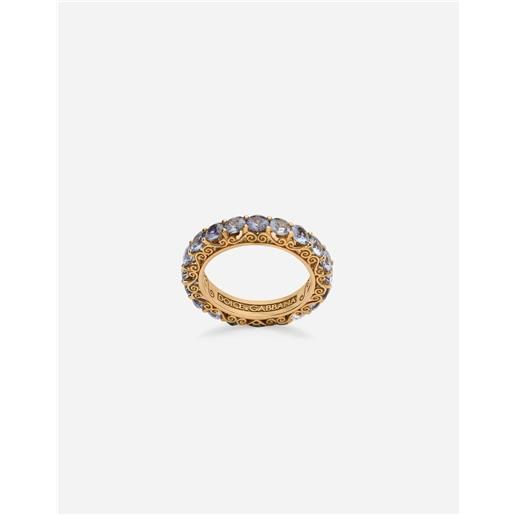 Dolce & Gabbana heritage band ring in yellow 18kt gold with light blue sapphires