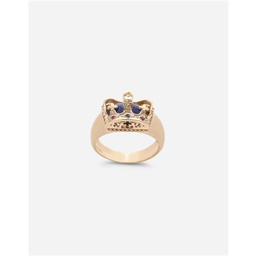 Dolce & Gabbana crown yellow gold ring with lapislazzuli on the inside