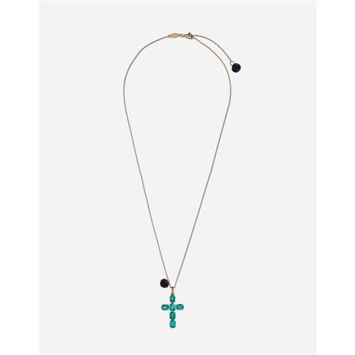 Dolce & Gabbana family cross pendant with emeralds