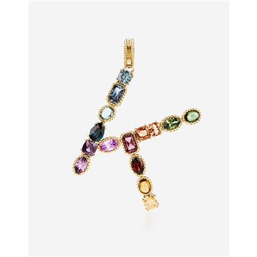 Dolce & Gabbana charm k rainbow alphabet in oro giallo 18kt con gemme multicolore