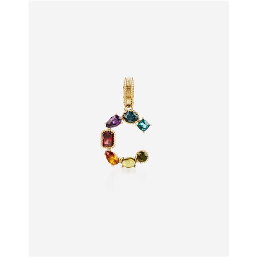 Dolce & Gabbana charm c rainbow alphabet in oro giallo 18kt con gemme multicolore