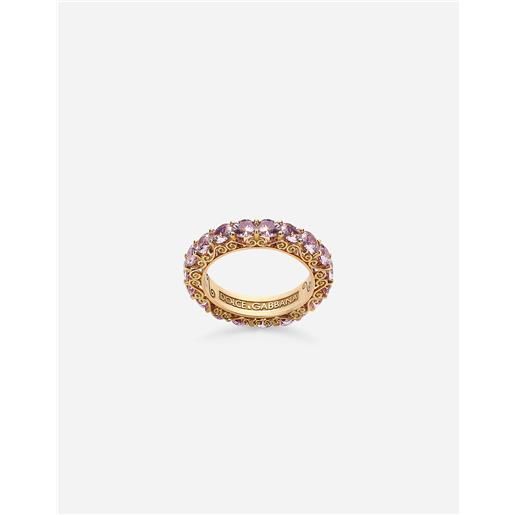 Dolce & Gabbana heritage band ring in yellow 18kt gold with pink sapphires