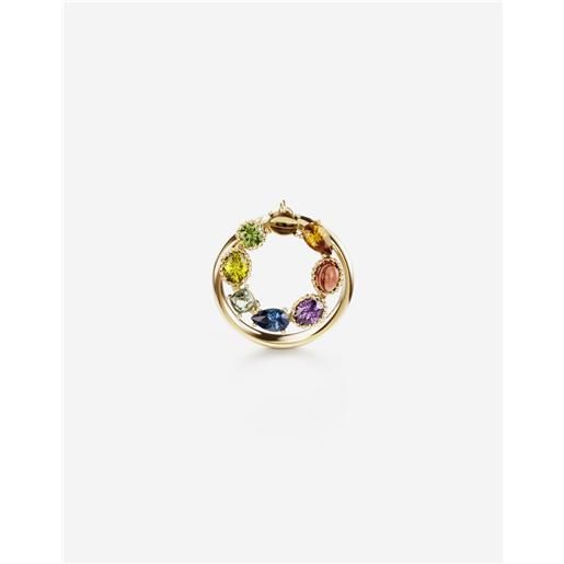 Dolce & Gabbana rainbow alphabet o ring in yellow gold with multicolor fine gems