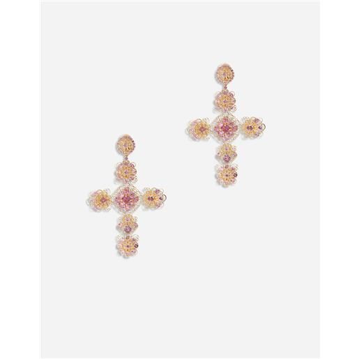 Dolce & Gabbana pizzo earrings in yellow 18kt gold with pink tourmalines